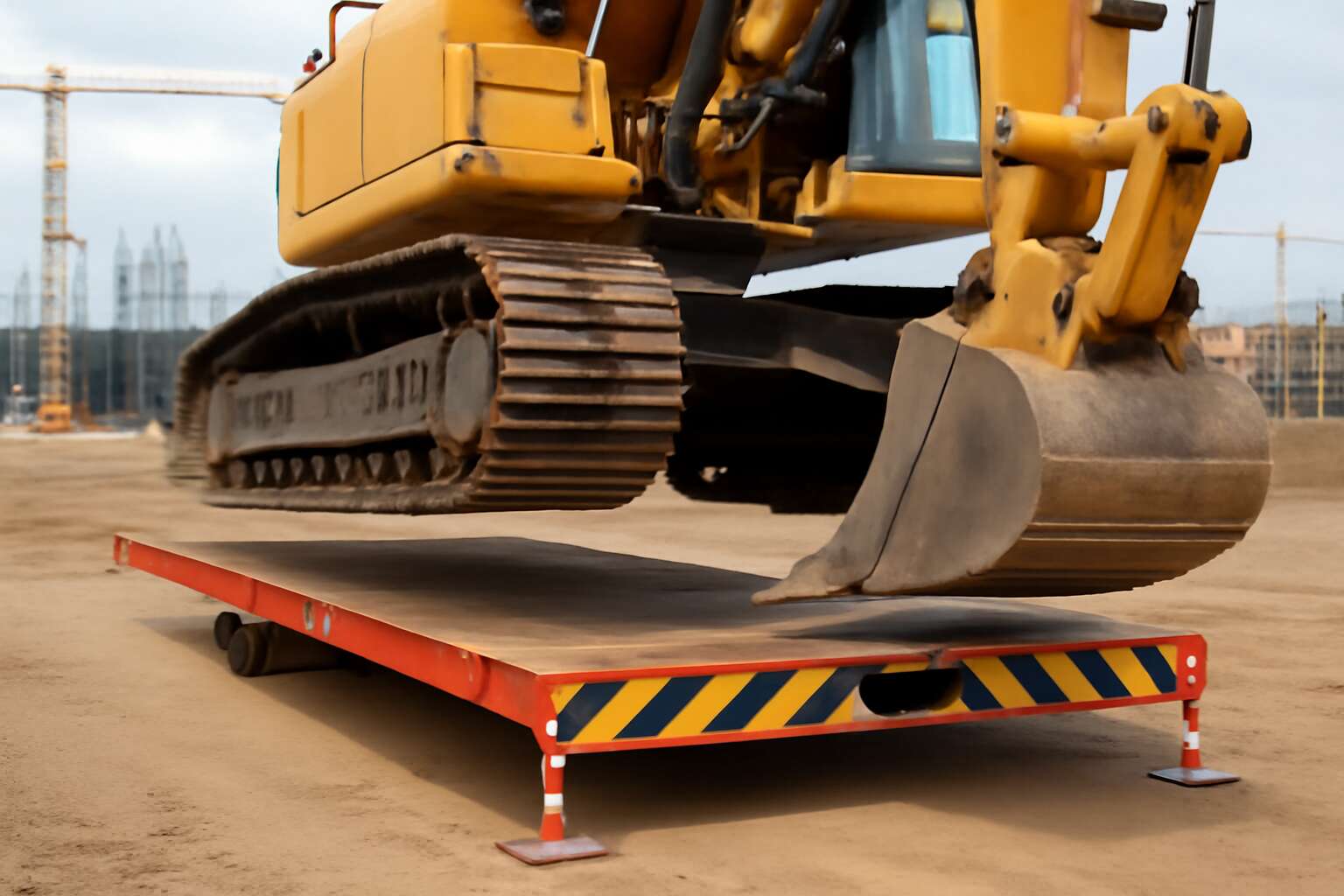 unloading excavator without ramps