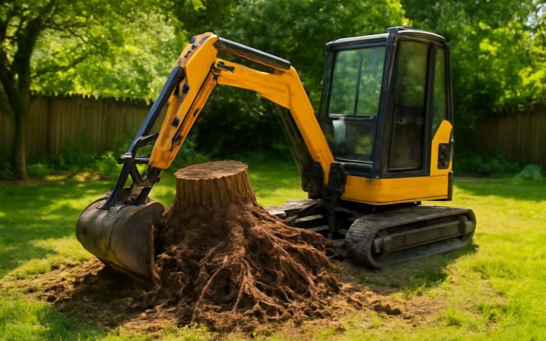 Stump Removal Essentials: what size excavator for stump removal is best for your yard project.