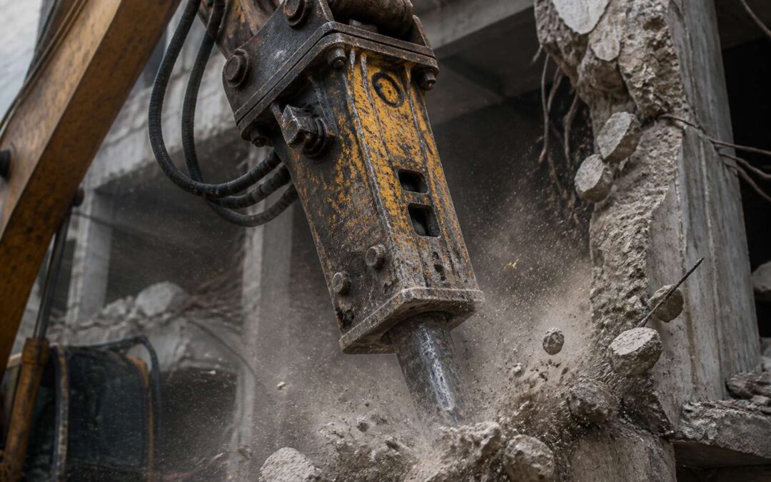 Excavator with Pecker for Heavy Demolition.